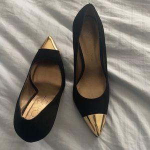 Jessica Simpson high heels black with golden in front